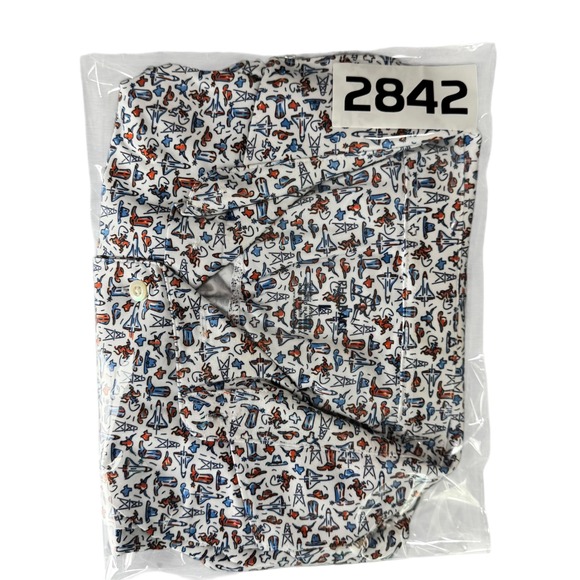 Rhoback Mens Large Lone Star Texas Rodeo Novelty Print Performance Polo Shirt - Picture 13 of 13